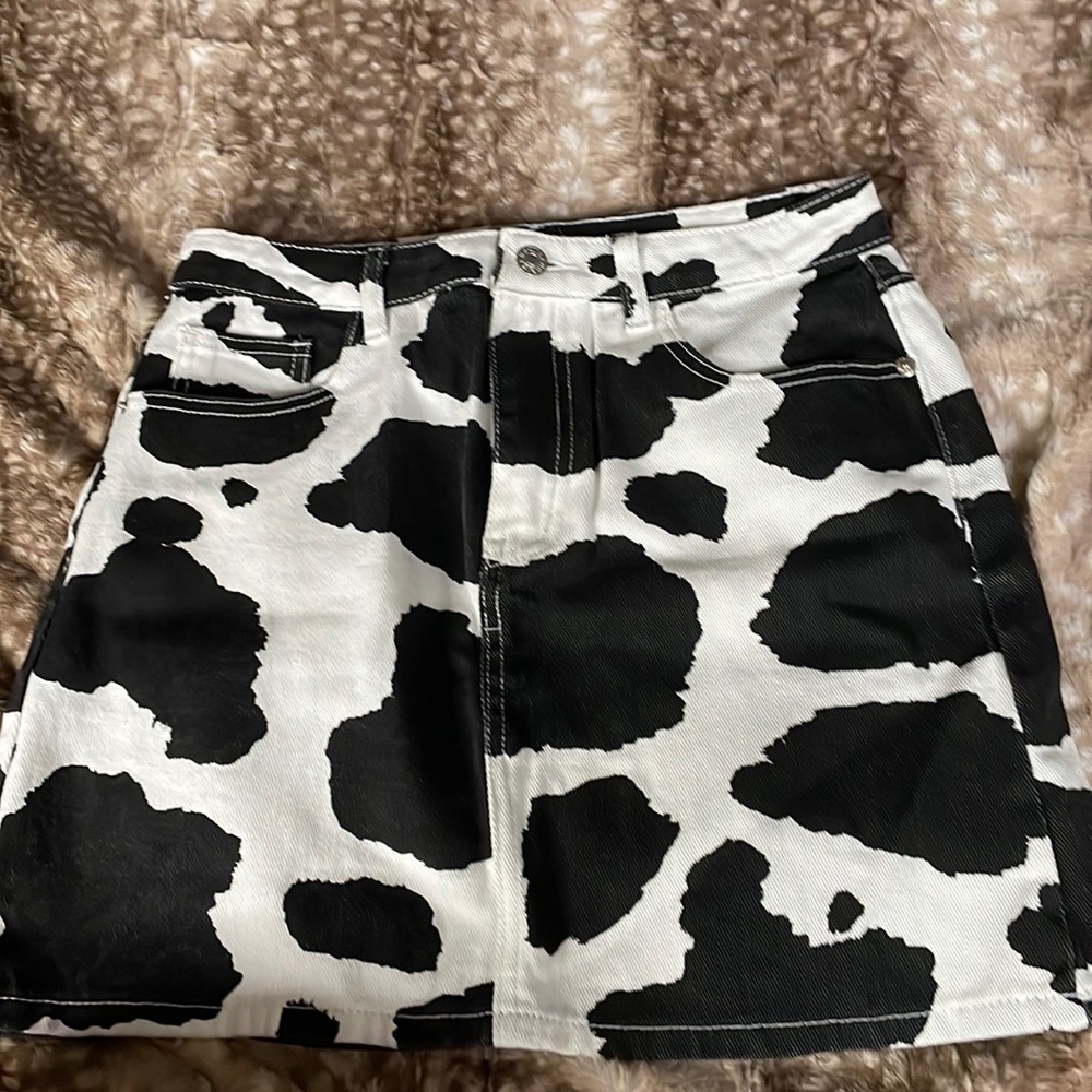 Shein cowprint skirt